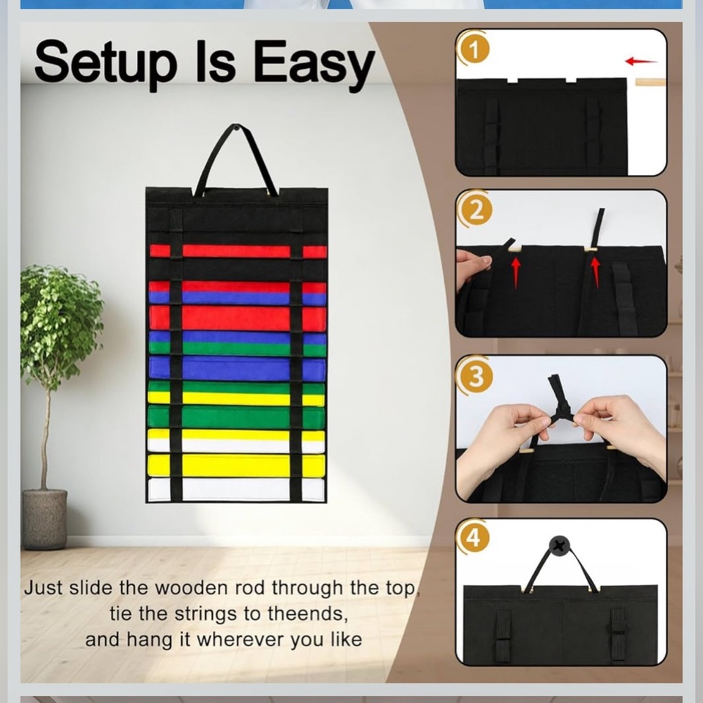 Dynoro Karate Belt Display Rack Holds 12 Belts - Premium Wall Mountable Martial - Picture 2 of 3